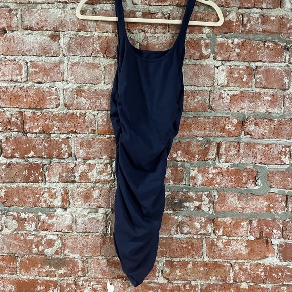 Amazon Crew Neck Sleeveless Bodycon Dress Ribbed Ruched Party Club Mini Dress- S - Picture 5 of 8